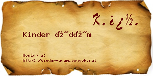 Kinder Ádám névjegykártya
